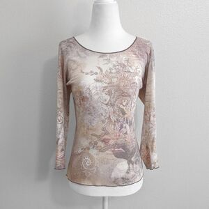 Euro Y2K Vintage 90s 00s Xcit USA Whimsical Fairycore Angel Print Top | Size XL